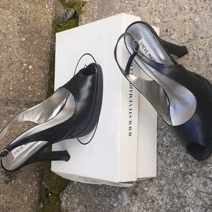 Steve Madden Peek Black Peeptoe Slingbacks
